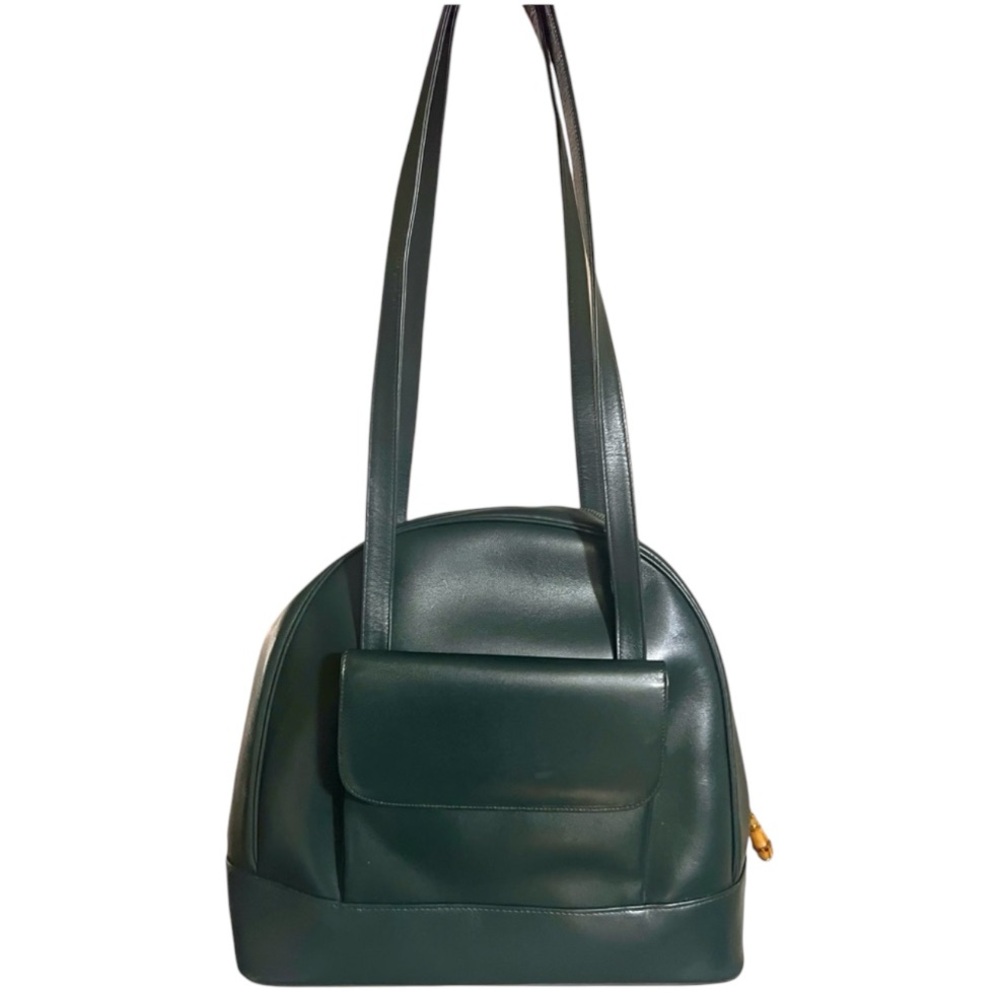 Authentic SISO Italy Vintage Green Leather GM Large Satchel Travel Bag